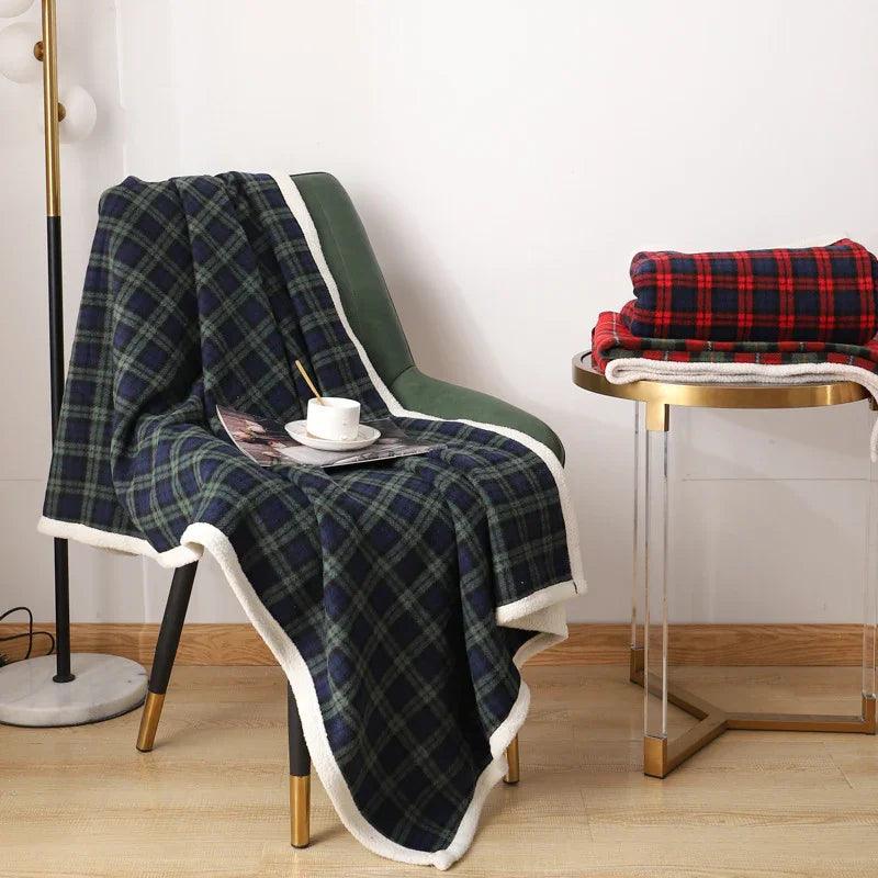 Blanket Lambswool Plaid Plain Cover Blanket Nap Blanket Nap Blanket EX-STOCK Canada