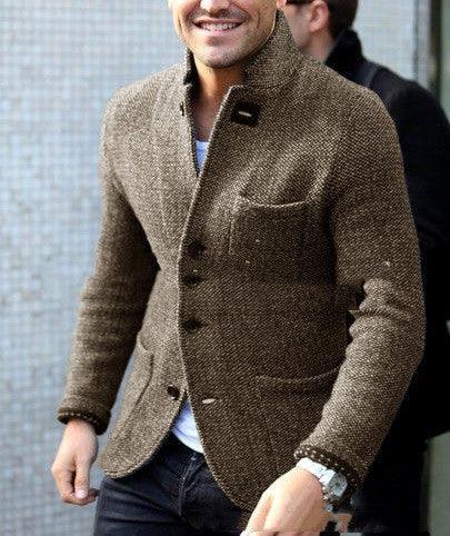 Long Sleeve Thick Cardigan Slim Fit Warm Stand Collar Casual Bottoming Shirt EX-STOCK Canada