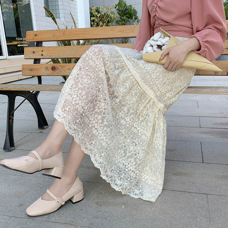 Spring Summer Women High waist Lace Midi Skirt - EX-STOCK Canada
