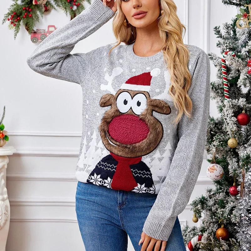 Pull-over gris ample et décontracté pour parent et enfant pour NoëlEX-STOCK Canada