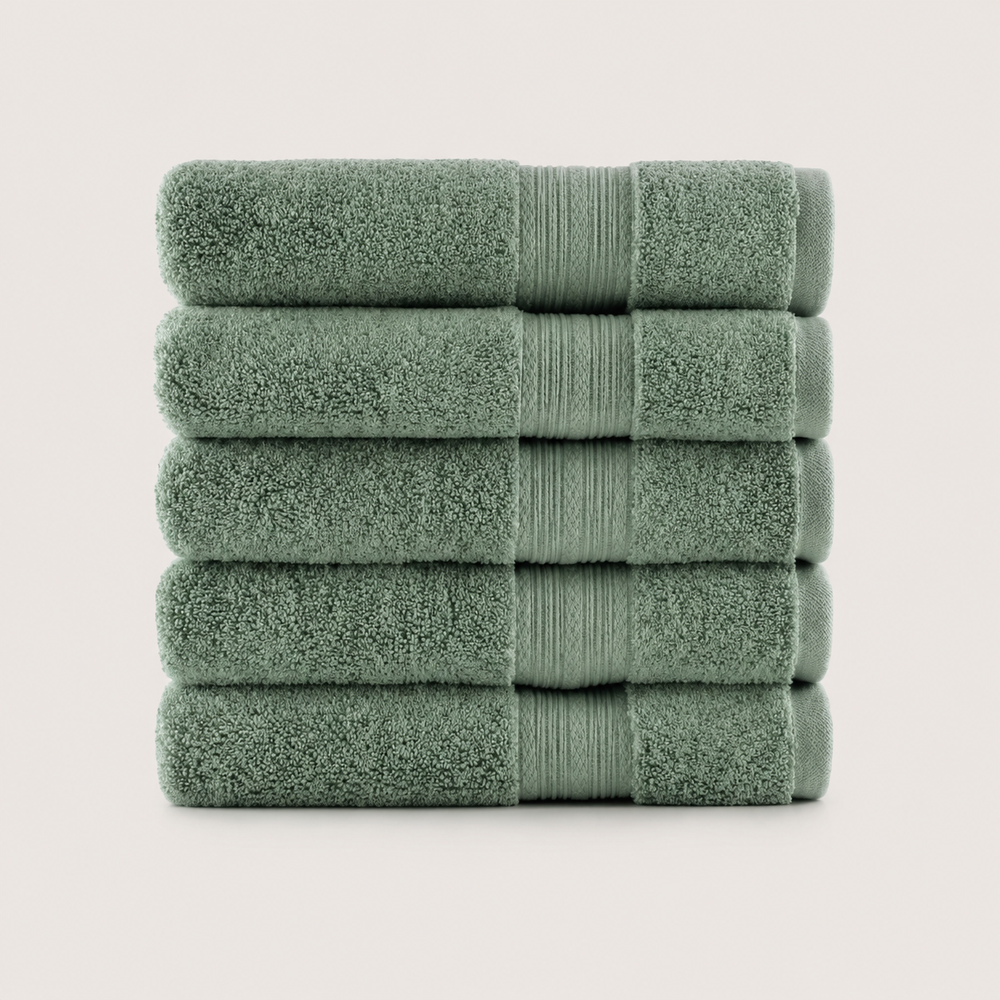 Green Pure Cotton Bath Towel Set – Burgundy & Turquoise (74x33cm to 170x95cm)