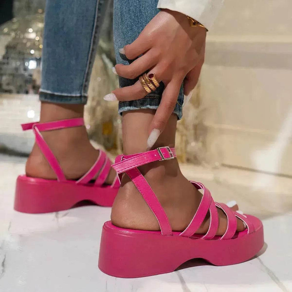 Fine Fashion Platform Cross Strap Buckle Women Sandals - EX-STOCK Canada