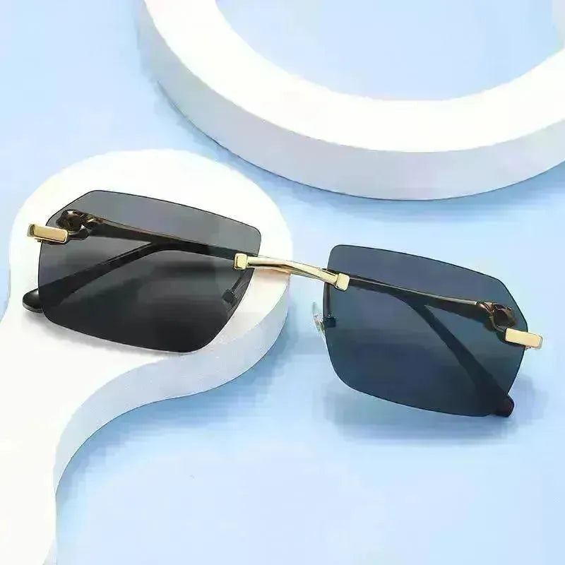Frameless Trimming Leopard Head Sunglasses - EX-STOCK CANADA