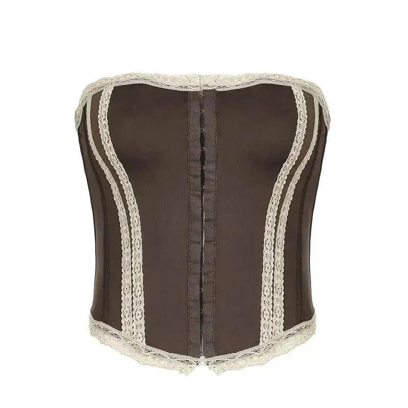 French Royal Style Lace Stitching Waist Girdle Tube Top Wild Vest Women - EX-STOCK Canada