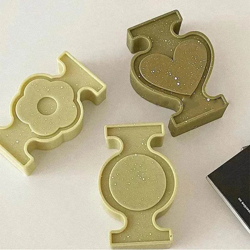 Geometric Love Flower Scented Candle Mold - EX-STOCK Canada