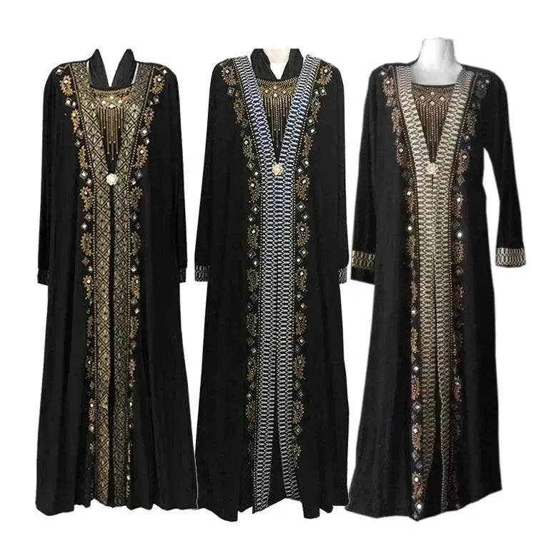 Gold Embroidered Abaya Dress for Turkey Middle East Arab Dubai Women - EX-STOCK Canada