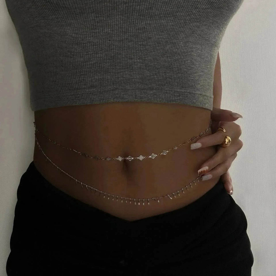 Gold-plated Titanium Steel Vintage Tassel Diamond Piece Waist Chain - EX-STOCK Canada