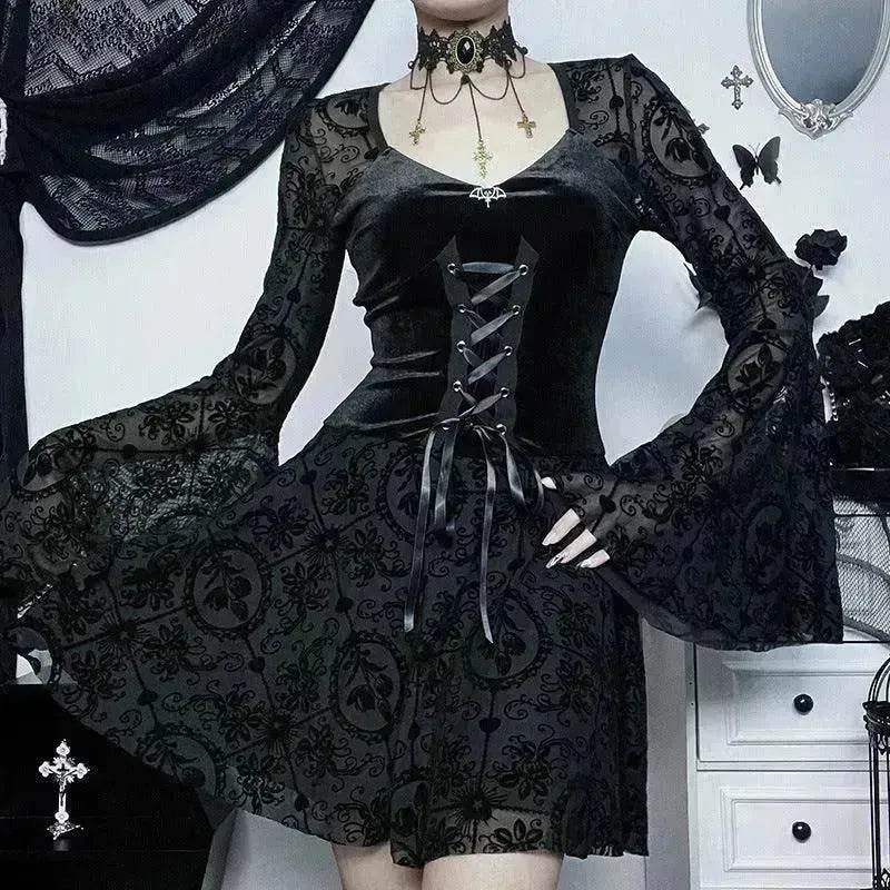 Gothic Vintage Fashion Elegant Classy Retro Mini Black Dress - EX-STOCK Canada