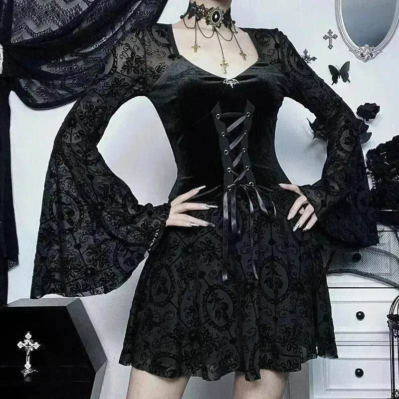 Gothic Vintage Fashion Elegant Classy Retro Mini Black Dress - EX-STOCK Canada