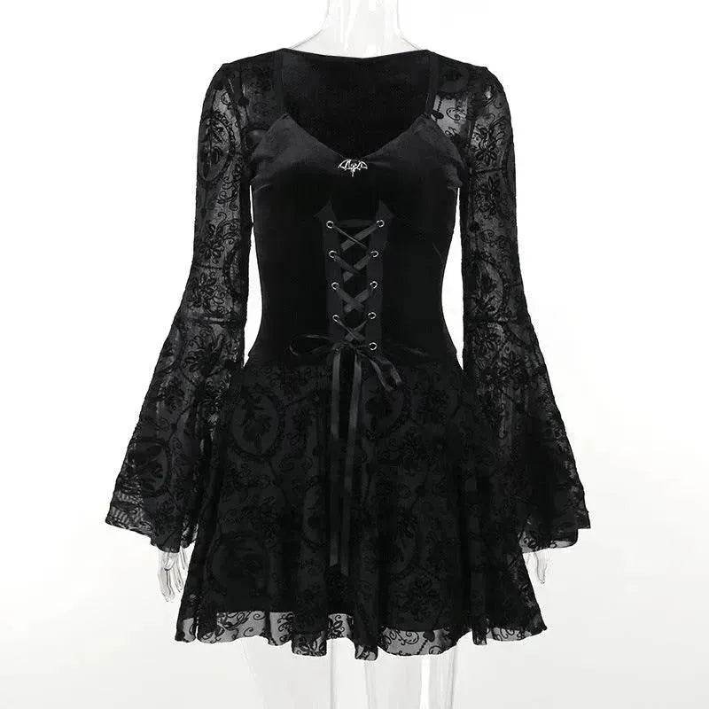 Gothic Vintage Fashion Elegant Classy Retro Mini Black Dress - EX-STOCK Canada