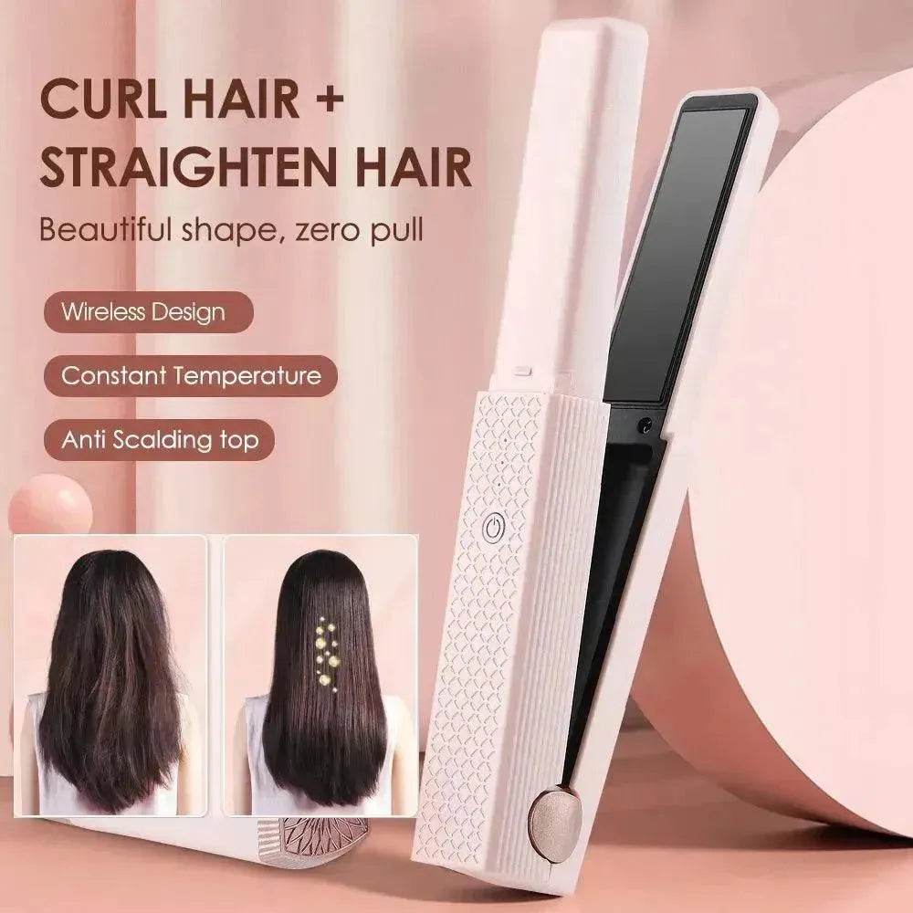 Hair Straightener Cordless Usb Hair Straightener Mini Ceramics Hair Curler 3 Constant Temperature Portable Flat Iron For Travel - EX-STOCK Canada