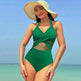 Halter neck One piece Swimsuit Summer Bikini Beach Solid Color Cross-strap Design Mesh - EX-STOCK Canada