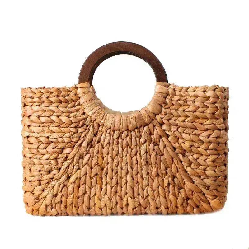 Hand-woven Summer Beach bag Mori solid color large capacity - EX-STOCK Canada