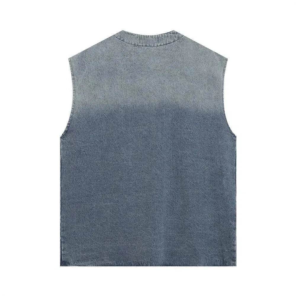 Hanging Dye Gradient Denim Vest Men - EX-STOCK Canada