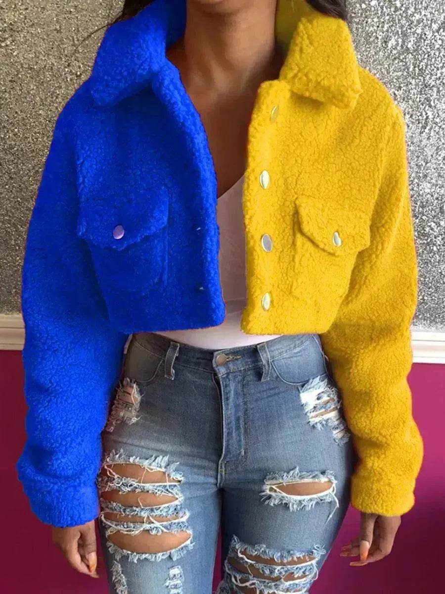 Harajuku Style Stitching Color Matching Women's Coat Slim Fit - EX-STOCK Canada
