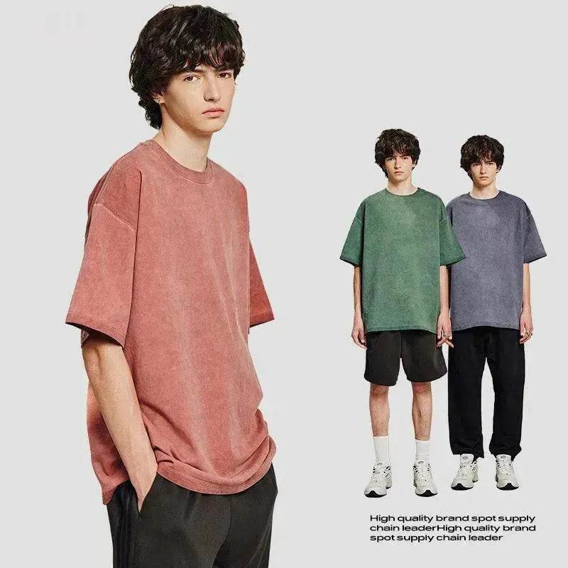 Heavy Dirty Washed Old Loose Double Yarn Cotton Short Sleeve - EX-STOCK Canada