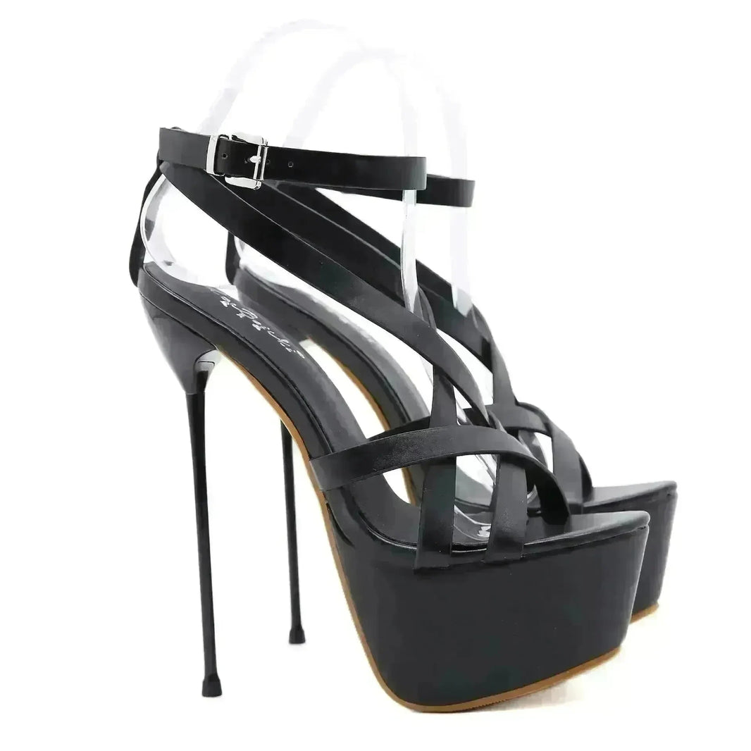 High Heels Buckle Women's Shoes Solid Color Platform Sandals - EX-STOCK CANADA