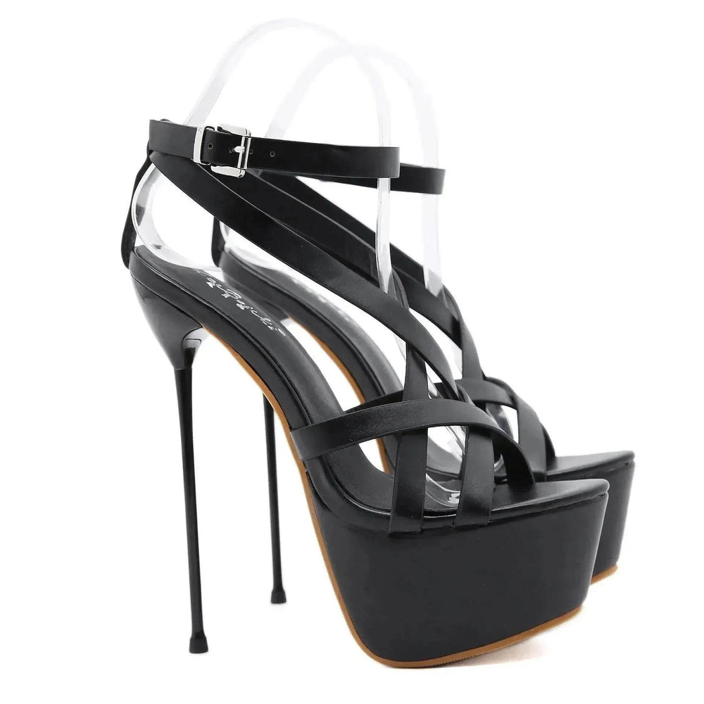 High Heels Buckle Women's Shoes Solid Color Platform Sandals - EX-STOCK Canada