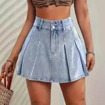 High Waist A- Line Pleated Skirt Casual All-match Retro - EX-STOCK Canada