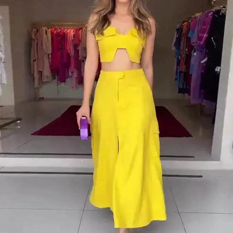 High Waist Wide Leg Dress Suit Women Two piece. - EX-STOCK Canada