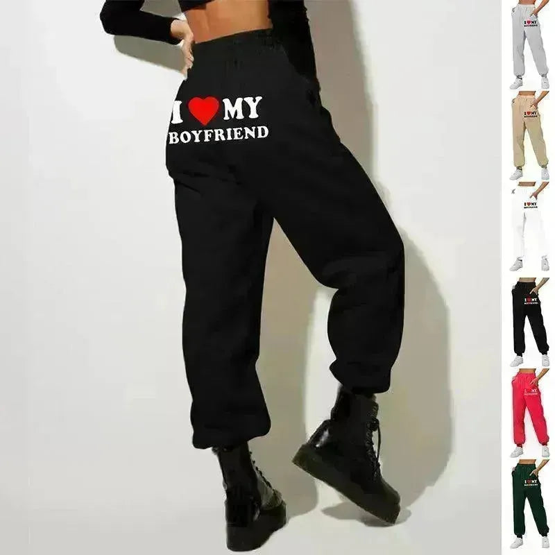 I Love MY BOYFRIEND Printed Trousers Casual Sweatpants Men And Women Sports Pants - EX-STOCK CANADA