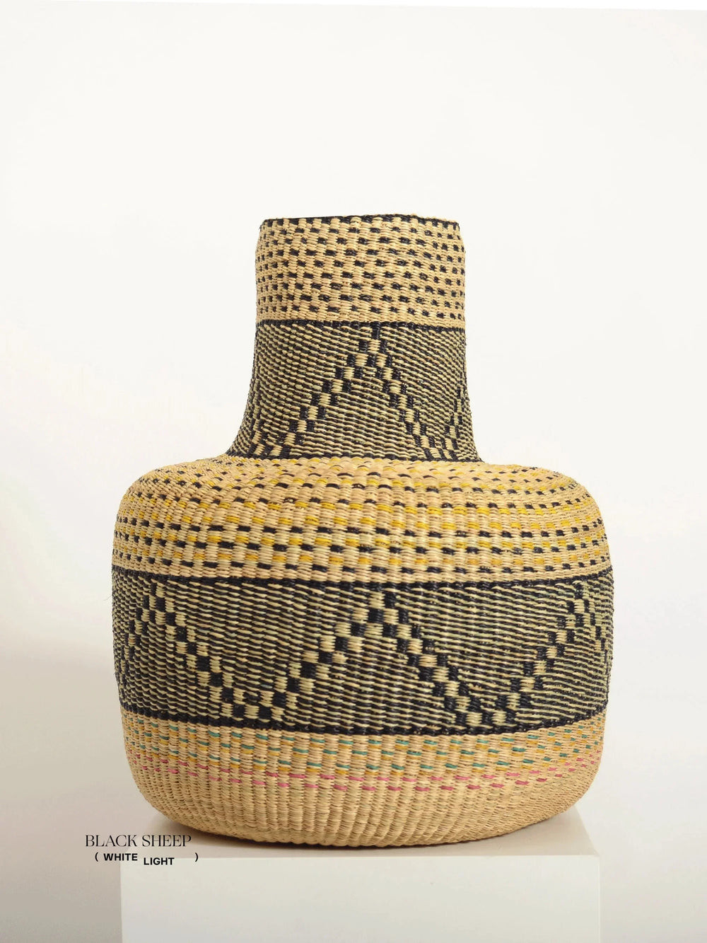 Medium Ghana Bolga 'Linka' Basket NATURAL + BLACK EX-STOCK Canada