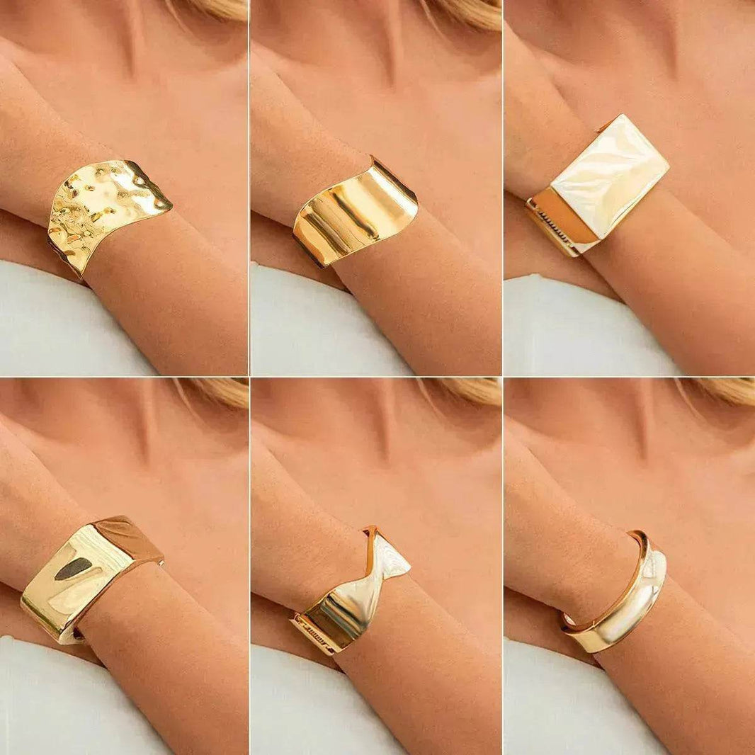 Irregular With Personality Glossy Alloy Wide Bracelet for Women - EX-STOCK Canada