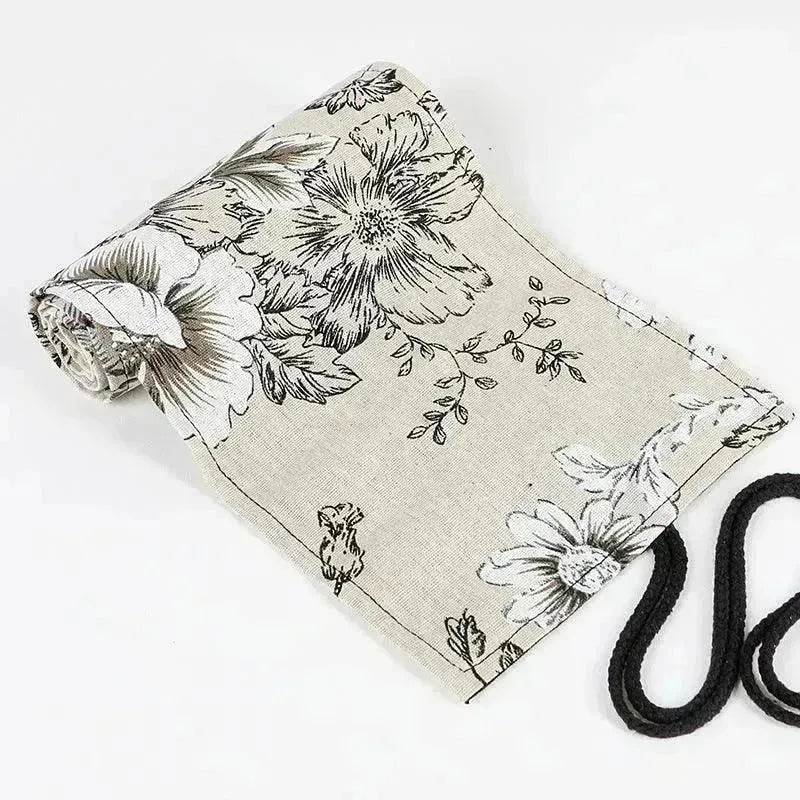 Japanese Printed Canvas High-capacity Rolling Pencil Case - EX-STOCK Canada