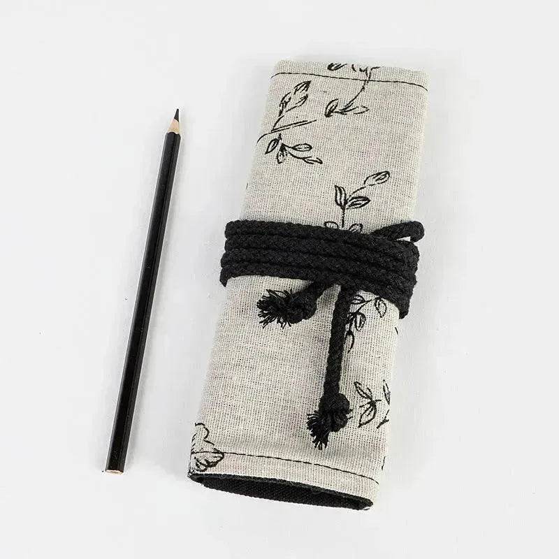 Japanese Printed Canvas High-capacity Rolling Pencil Case - EX-STOCK Canada