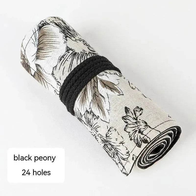 Japanese Printed Canvas High-capacity Rolling Pencil Case - EX-STOCK Canada