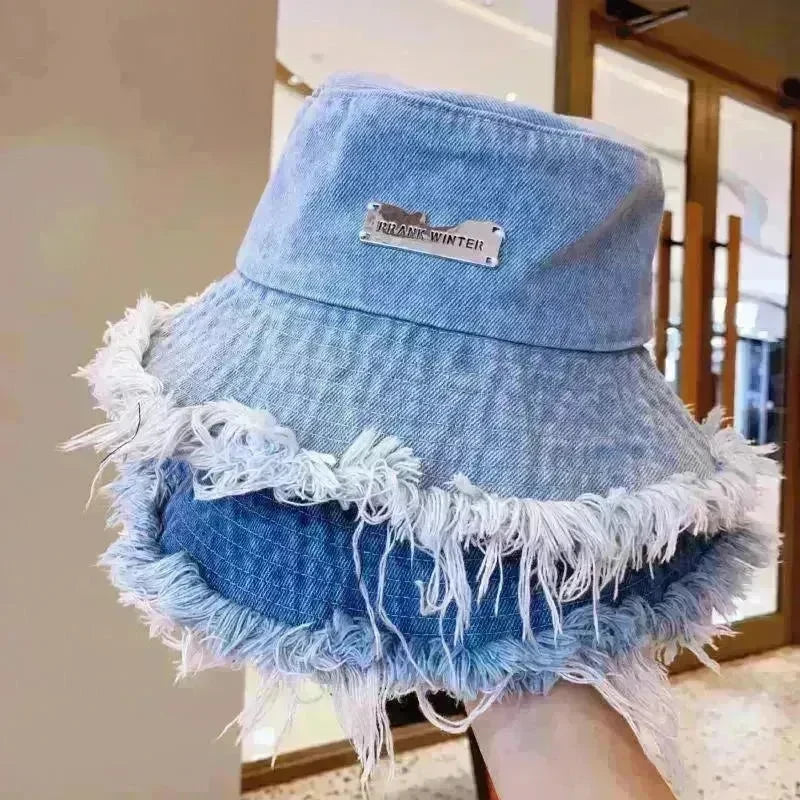 Jean Fisherman Hat Women's Spring And Summer Thin Washed Old Frayed Edge Bucket Hat Outdoor - EX-STOCK CANADA