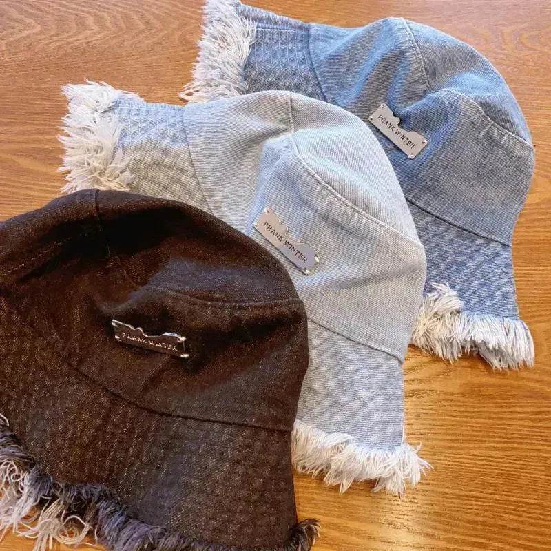Jean Fisherman Hat Women's Spring And Summer Thin Washed Old Frayed Edge Bucket Hat Outdoor - EX-STOCK Canada