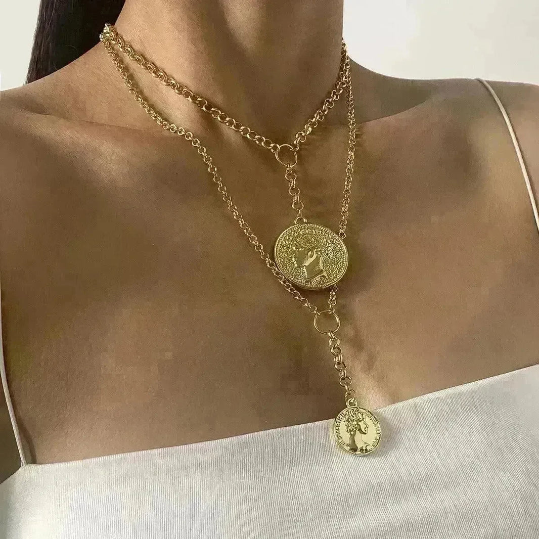 Jewelry Portrait Embossed Tassel Necklace Female - EX-STOCK CANADA