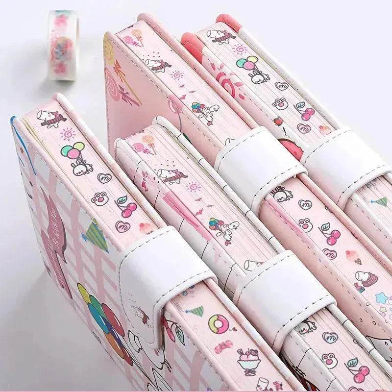 Kaba Bear Hippo Small White Magnetic Buckle Notebook Portable Notebook Girl Heart Creative Cute Hand Book - EX-STOCK Canada