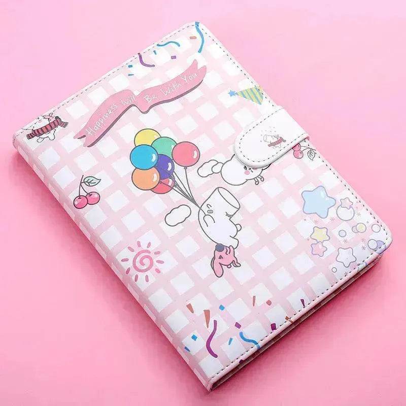 Kaba Bear Hippo Small White Magnetic Buckle Notebook Portable Notebook Girl Heart Creative Cute Hand Book - EX-STOCK Canada