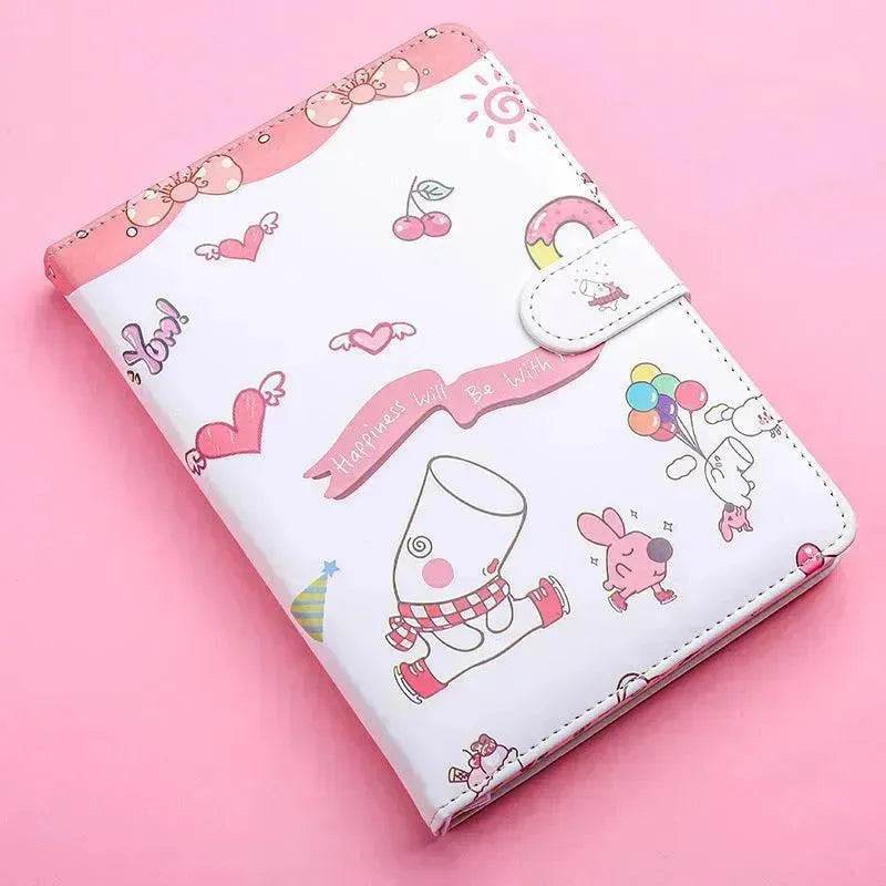 Kaba Bear Hippo Small White Magnetic Buckle Notebook Portable Notebook Girl Heart Creative Cute Hand Book - EX-STOCK Canada