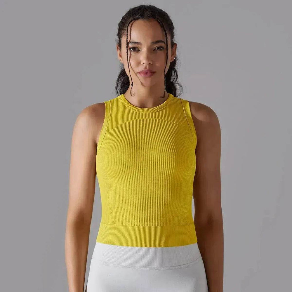 Knitted Solid Color Thread Mid-length Yoga Clothing Top Women - EX-STOCK Canada