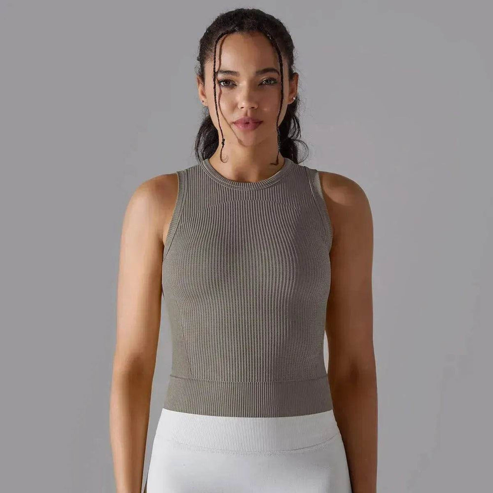 Knitted Solid Color Thread Mid-length Yoga Clothing Top Women - EX-STOCK Canada
