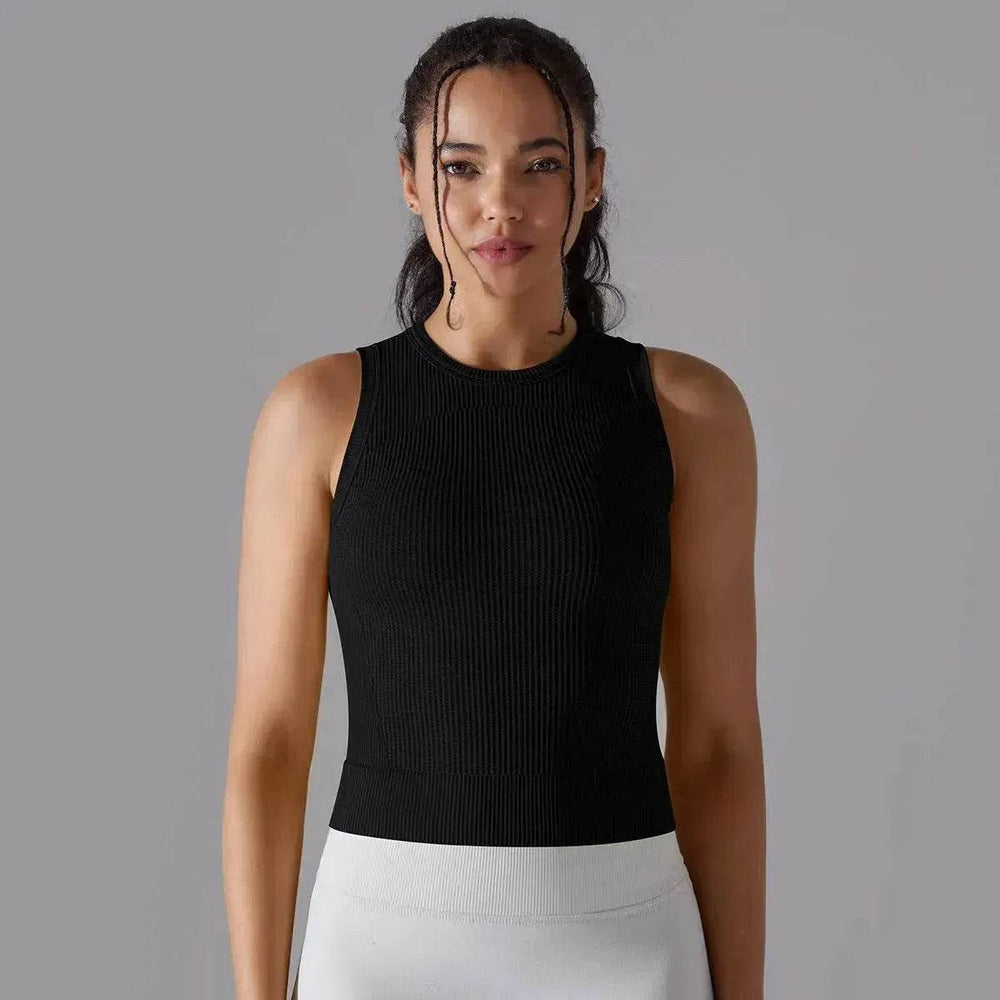 Knitted Solid Color Thread Mid-length Yoga Clothing Top Women - EX-STOCK Canada