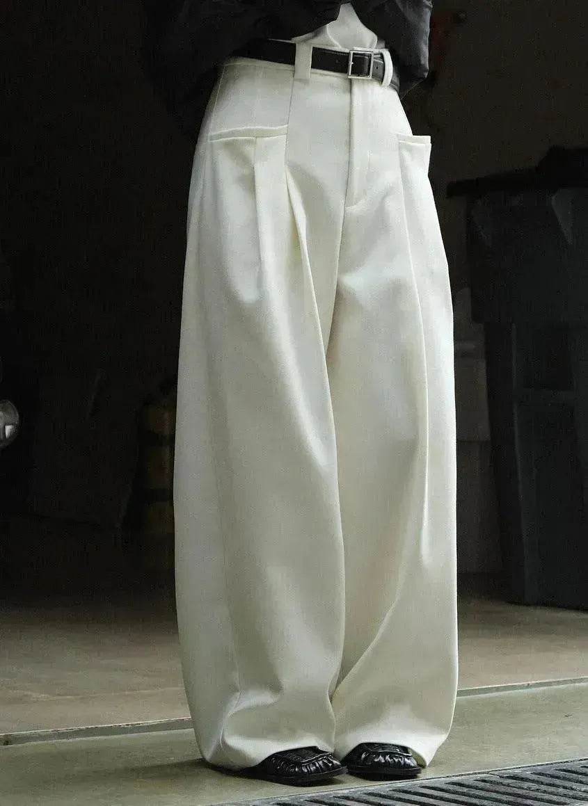 Korean Style Double Pleated Design Loose Casual Trousers Women - EX-STOCK Canada