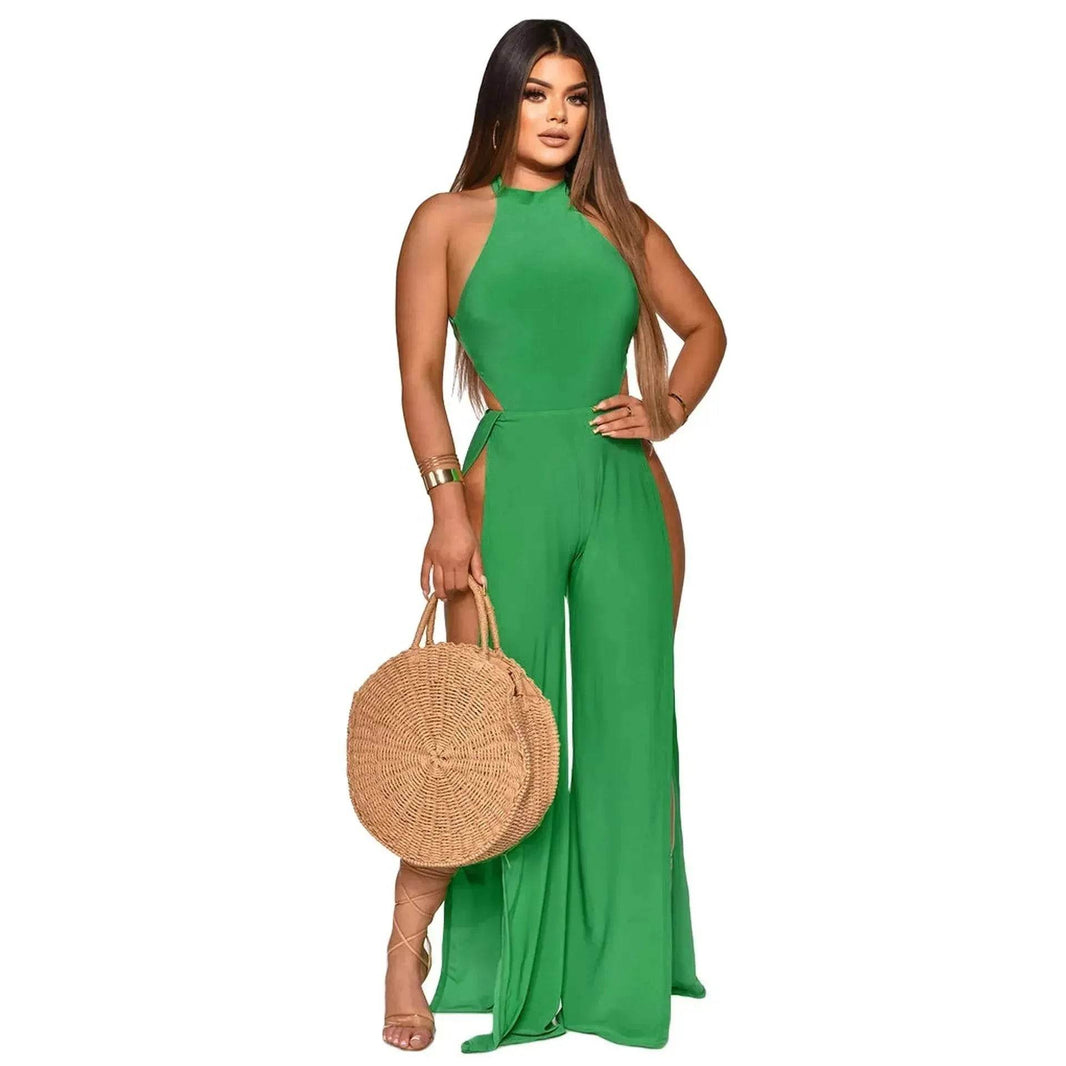 Lace-up Back Jumpsuit Split Leg Casual Trousers Women - EX-STOCK Canada