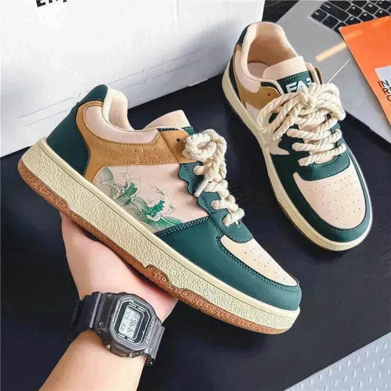 Lace-up Casual Shoes Men Soft Thick Sole Fashion Comfortable Breathable Flats Sneakers Student Platform Outdoor Walking Shoes - EX-STOCK CANADA