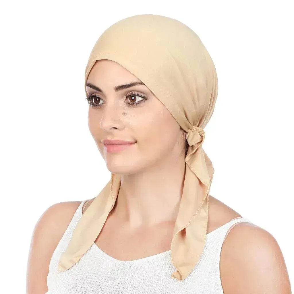 Ladies Arab Baotou Solid Color Pullover Tail Hat - EX-STOCK Canada