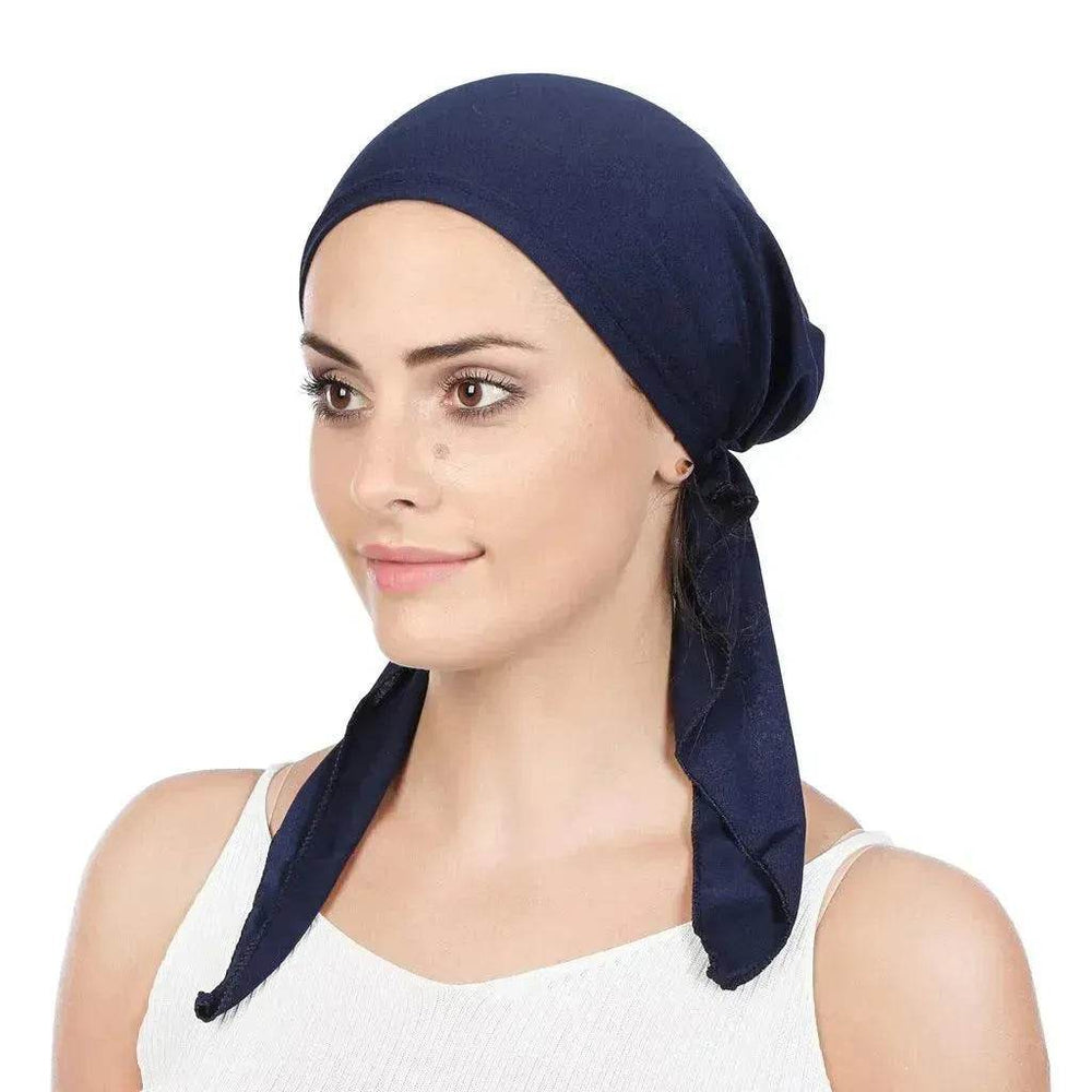 Ladies Arab Baotou Solid Color Pullover Tail Hat - EX-STOCK Canada