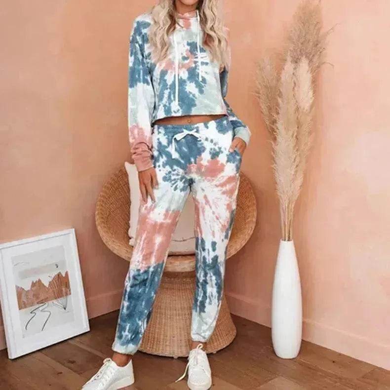 Ladies Casual Long-sleeved Tie-dye Printing Ladies Casual Suit - EX-STOCK Canada