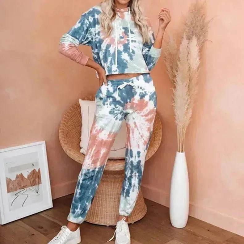 Ladies Casual Long-sleeved Tie-dye Printing Ladies Casual Suit - EX-STOCK Canada