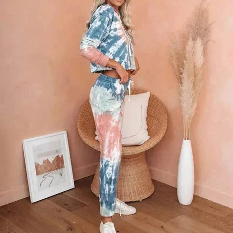 Ladies Casual Long-sleeved Tie-dye Printing Ladies Casual Suit - EX-STOCK Canada