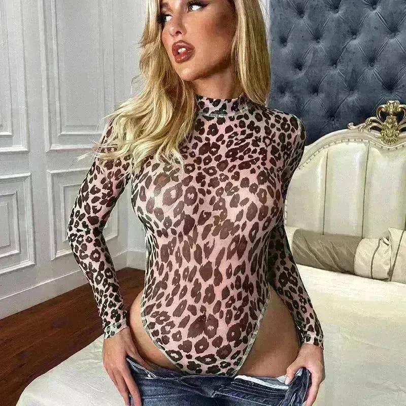 Ladies Lingerie Leopard Bodysuit - EX-STOCK CANADA