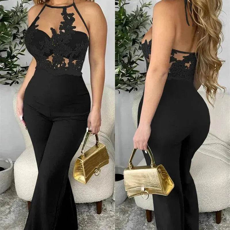 Ladies' Mesh Stitching Tight Party Club Jumpsuit - EX-STOCK Canada