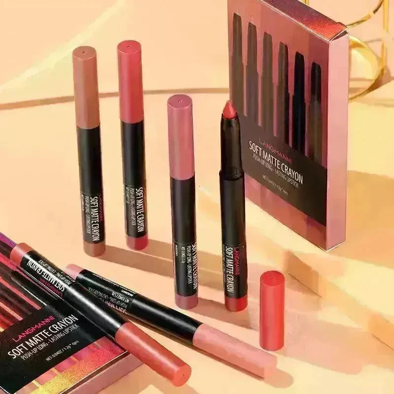 Langmanni Makeup Lipstick Set Of Six Matte Matte Lipsticks Lip Gloss Set - EX-STOCK CANADA